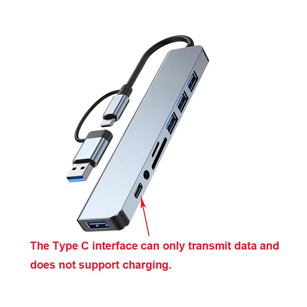 usb c adapter 8 in 2 USB +Type C HUB Docking Station with 3.5mm Audio Jack Adapter Micro SD Card Reader Laptop Tablet Phone Disk Converters