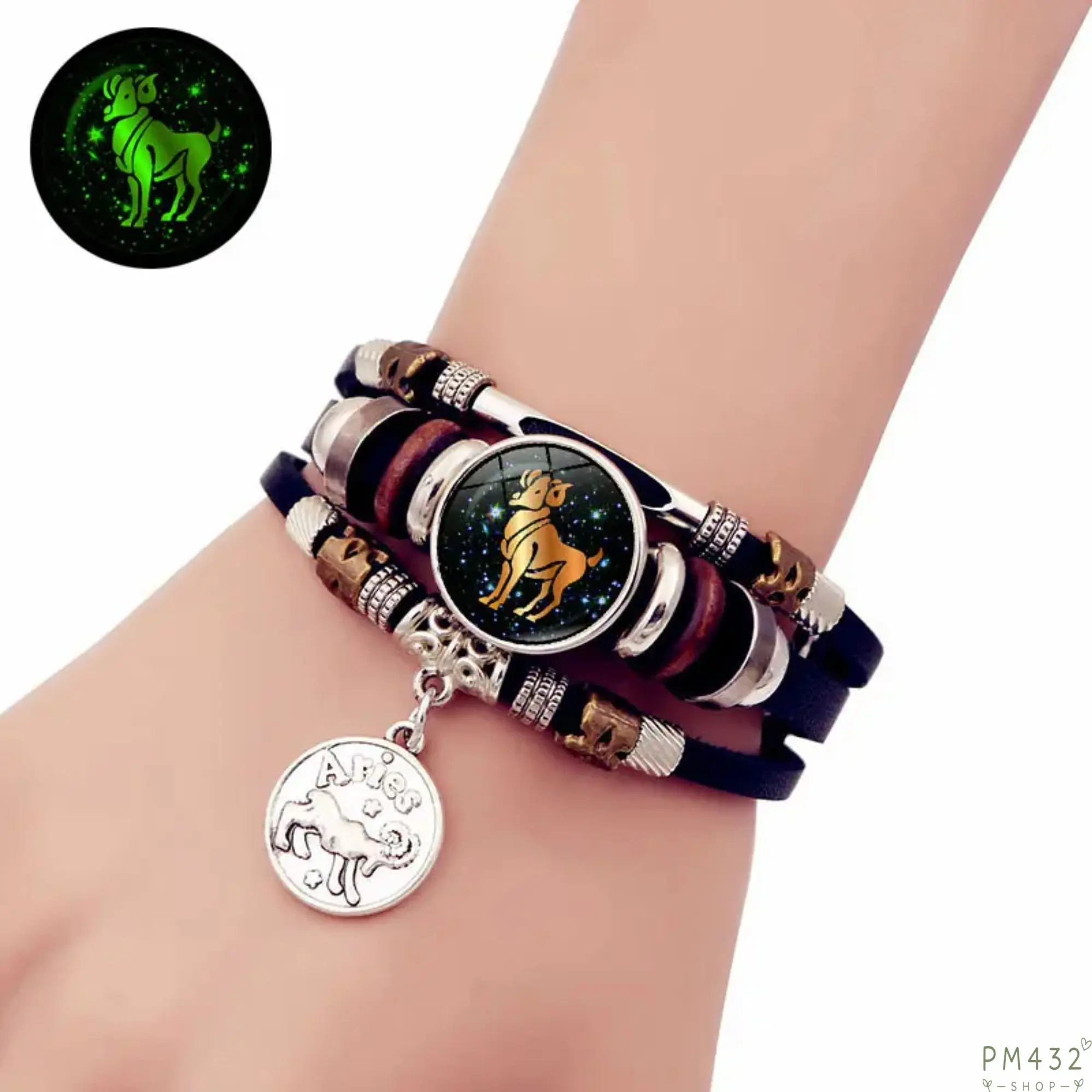 Unisex Zodiac Beaded Bracelet, Luminous Leather Braided Bracelet with 12 Constellation Charm Design, Handmade Layered Fashion Jewelry for Men & Women, Adjustable Couple Bracelet Gift for Birthday, Daily Wear & Special Occasions