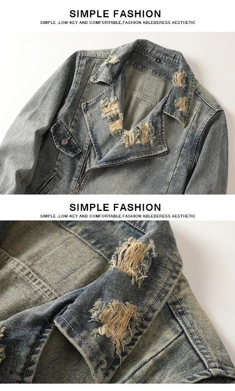 Kyn Apparel Spring and Autumn Casual Jacket Men's American Retro Top Multiple Pockets Ripped Splicing Cowboy Coat Korean Fashion