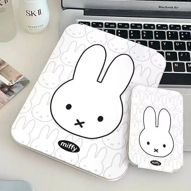 Miffy Bunny Makeup Mirror Portable Flip-Up Touch-Up Mirror for Home/Dorm/Travel Minimalist Cosmetic Organizer Best Friend Gift