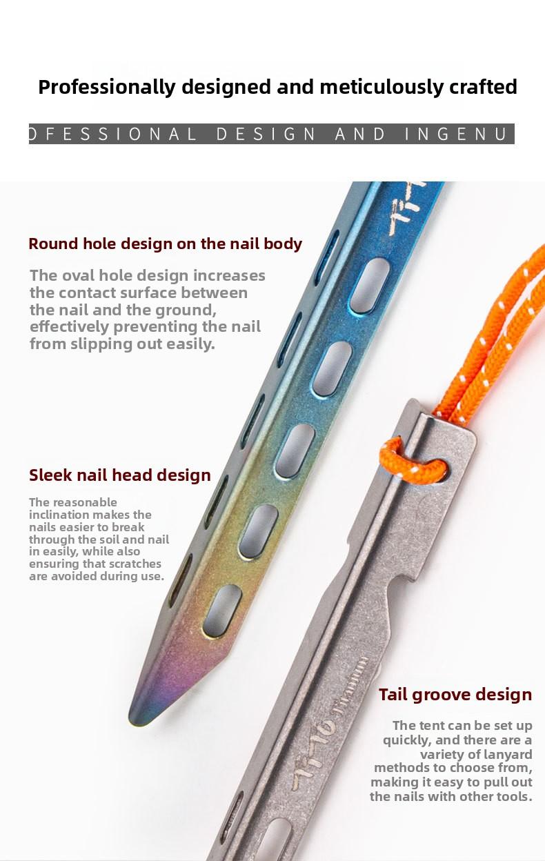 Titanium V - Shaped Tent Pegs High Strength Outdoor Camping Stakes for Beach Sand Snow Ground Anchors