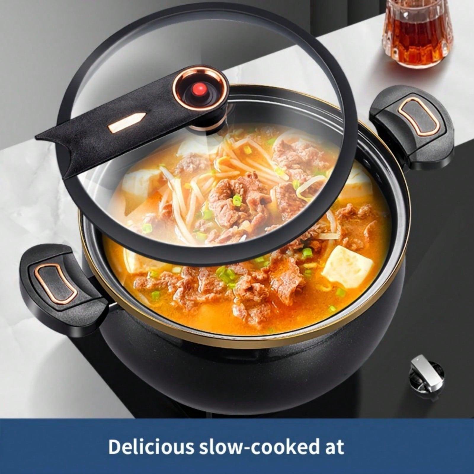 8.5L Large Nonstick Stockpot - Works with Induction & Gas Cooktops, Transparent Lid with Exhaust Valve, Easy to Clean