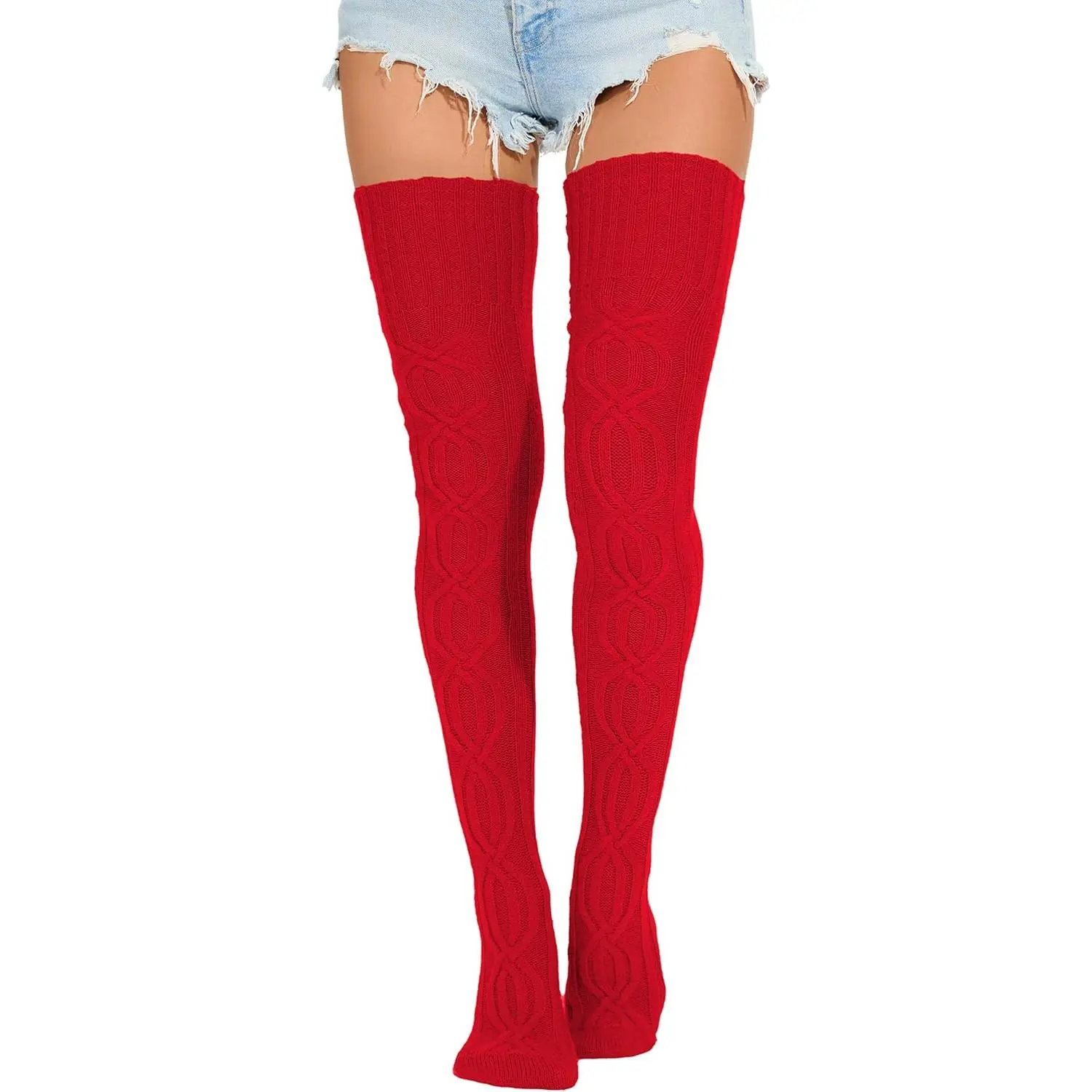 Women's Thigh High Knitted Winter Boot Socks Vintage Extra Long Leg Warmer Over Knee High Stockings