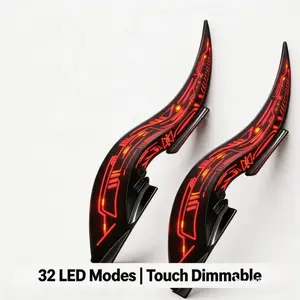 Dragon Horn Car Roof Antenna with 32 LED Modes - Touch Dimmable Demon Horns, Waterproof Universal Car Exterior Accessories