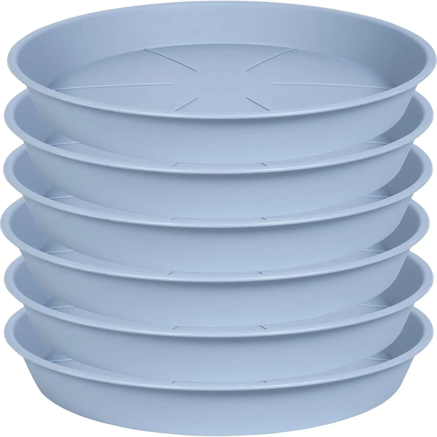 6 Pack of   Tray 4 6 8 10 12 14 17 19 22 25 inch, Heavy Duty Plastic Pot  Drip Trays Saucers for for Indoors Outdoor,  Water Tray for Planters 4-7" (6", Light Gray)