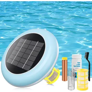 Pool Ionizer Solar Powered,Copper Ionization,Floating Automatic Water Cleaner and Purifier,Up to 65,000 Gal,85% Less Chlorine, Chlorine Free Water,Smart Replacement