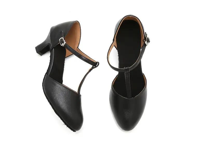 Women's Latin Ballroom Dance Heels |   Lightweight T-Strap Synthetic Faux Leather |   Cushioned Insole & Durable Faux Leather Sole |   All-Season Comfort for Weddings, Parties, Performances