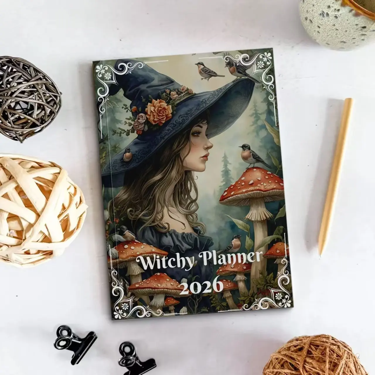 Witchy Planner 2026, Witch Theme Spiritual Yearly Plan Notebook, Handwritten Journal for Organizing Your Life, Perfect Gift for Enthusiasts