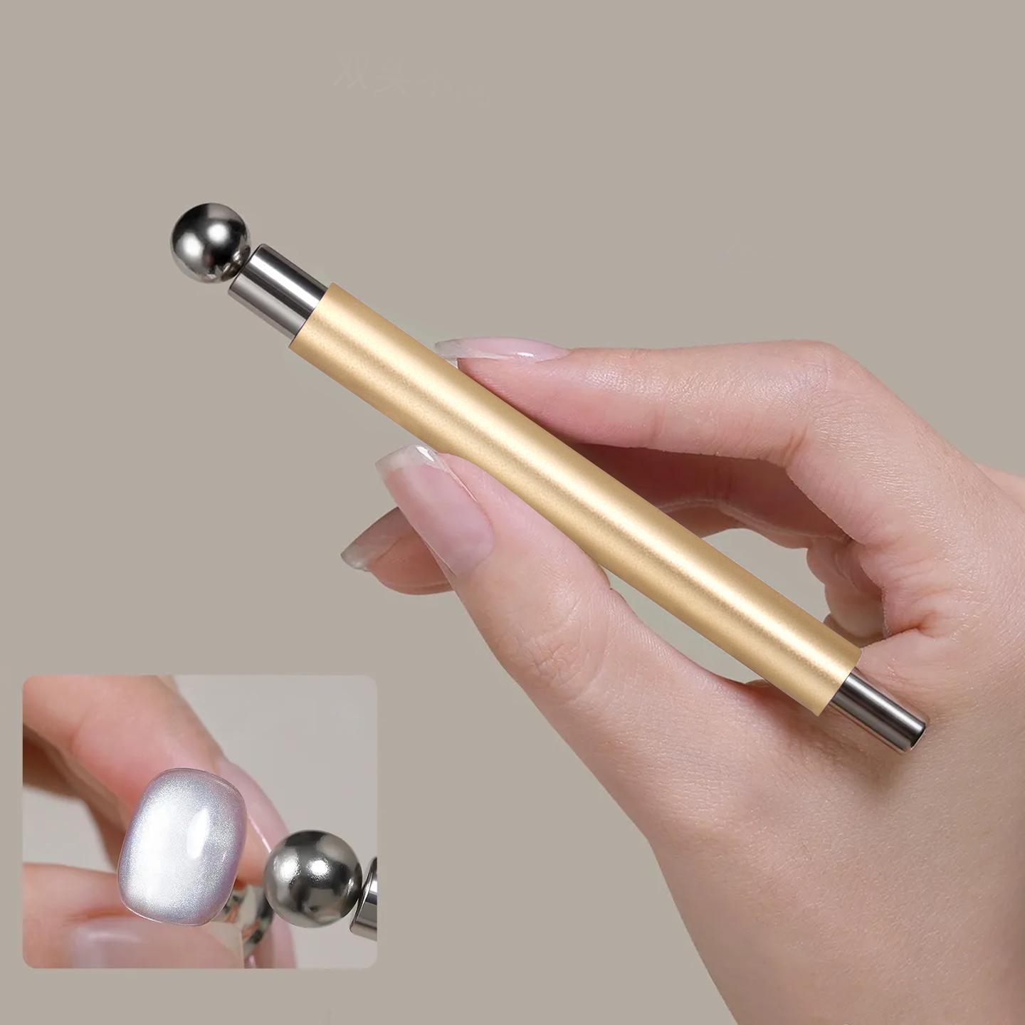2025 Glass Bead Cat Eye Nail Art Magnet Rod, Large Double-Head Round Steel Bead Magnet, Multi-Function Magnetic Stone Nail Polish Tool for Nail Salon, Professional Nail Art Tool, Nail Art Manicure