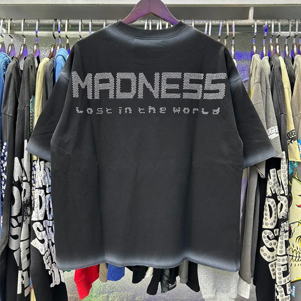 Rhinestone Logo Bling graffiti letter print T Shirt Men Women Grey wash loose casual Tees Fashion Harajuku Shinning Diamond Tops