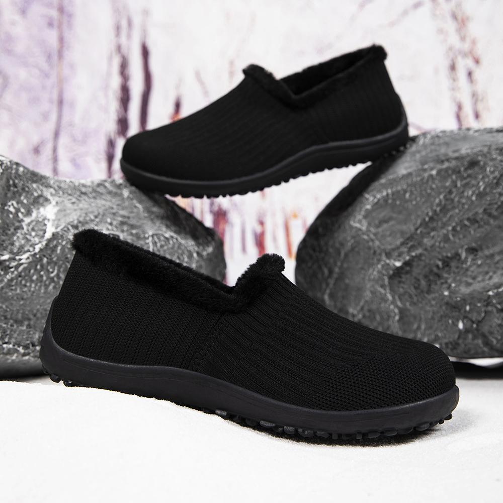 Women's Winter Cotton Slip-On Flats Ultra-Lightweight Breathable Zero Drop Anti-Slip Sole Casual Fashion Comfortable All-Season Sneakers