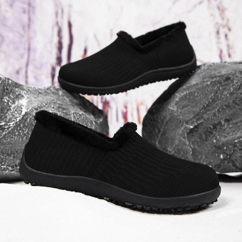 Women's Winter Cotton Slip-On Flats Ultra-Lightweight Breathable Zero Drop Anti-Slip Sole Casual Fashion Comfortable All-Season Sneakers
