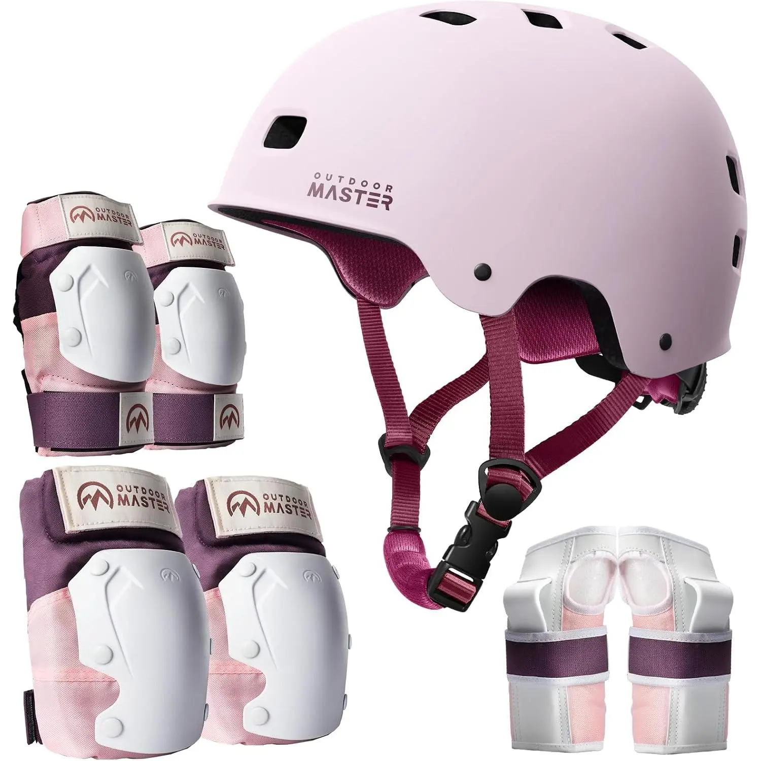 OutdoorMaster Skate Protective Gear Set for Adult & Youth, Skateboard Helmet Knee and Elbow Pads with Wrist Guards for Scooter, Inline Roller Skating, Skateboarding