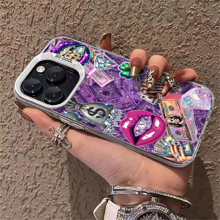 Luxury diamond banknote pattern phone case, drop-resistant hard case, stylish and personalized, can be given as a gift to friends, suitable for iPhone 17/16/15/14/13/12/11/X/XS/XSMAX/XR/7P/8P/16E/17E