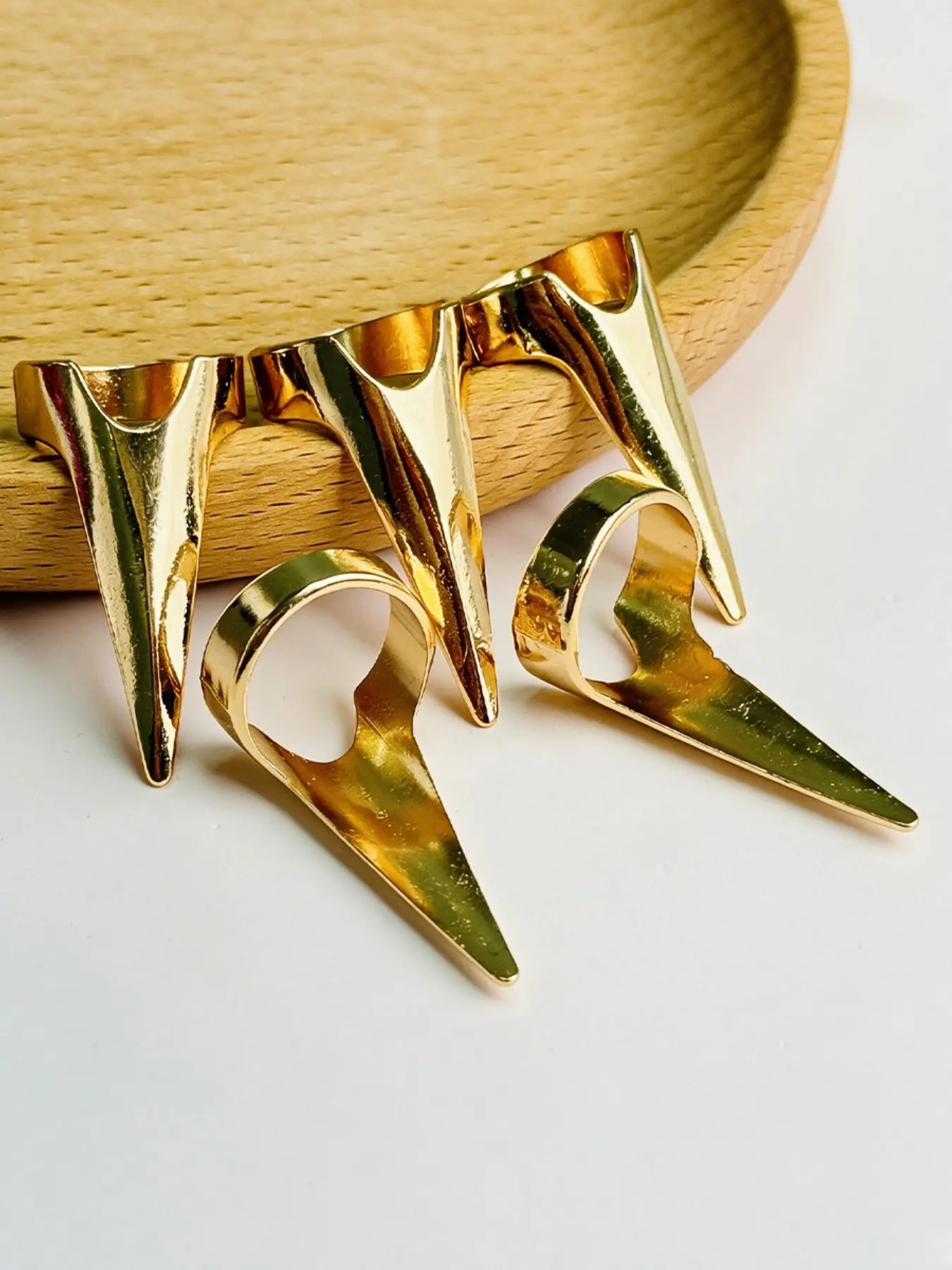 5PCS Gold Metal Hair Parting Finger Ring, Professional Stitch Braid Sectioning Tool For Hair Braiding Wig & Hair Extensions Styling