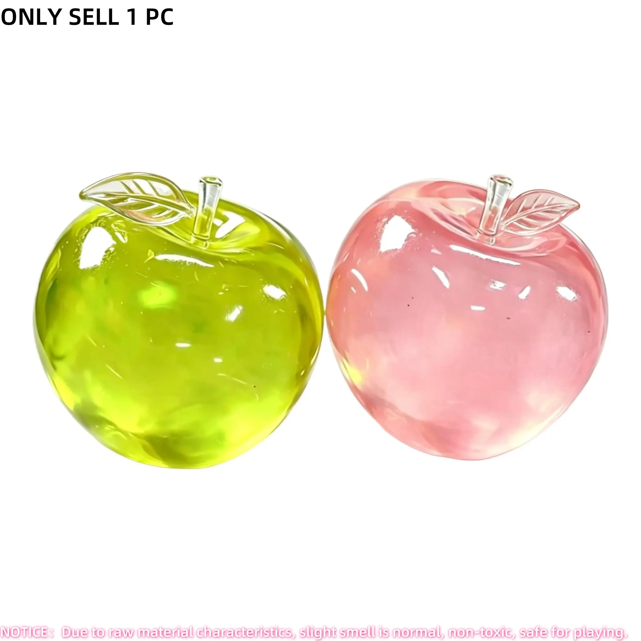 Slushy Apple Squishy Relief, Glass Gloss Semi-Transparent Silicone, Slow Rising Fidget Stress Ball, Cute Decompression Squeeze Sensory Relief, Desktop Fidget Item