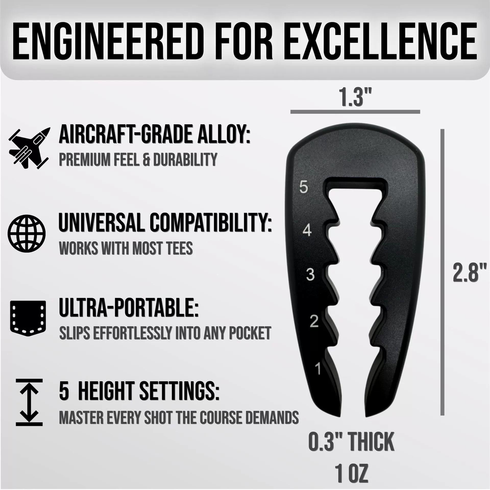 Professional Golf Tee Height Adjuster - Tournament-Grade Tool with Precision Ball Pin Locator. Achieve Perfect Tee Height for Drivers & Woods | Essential Training Aid for All Players   golf golf gifts for him golf accessories