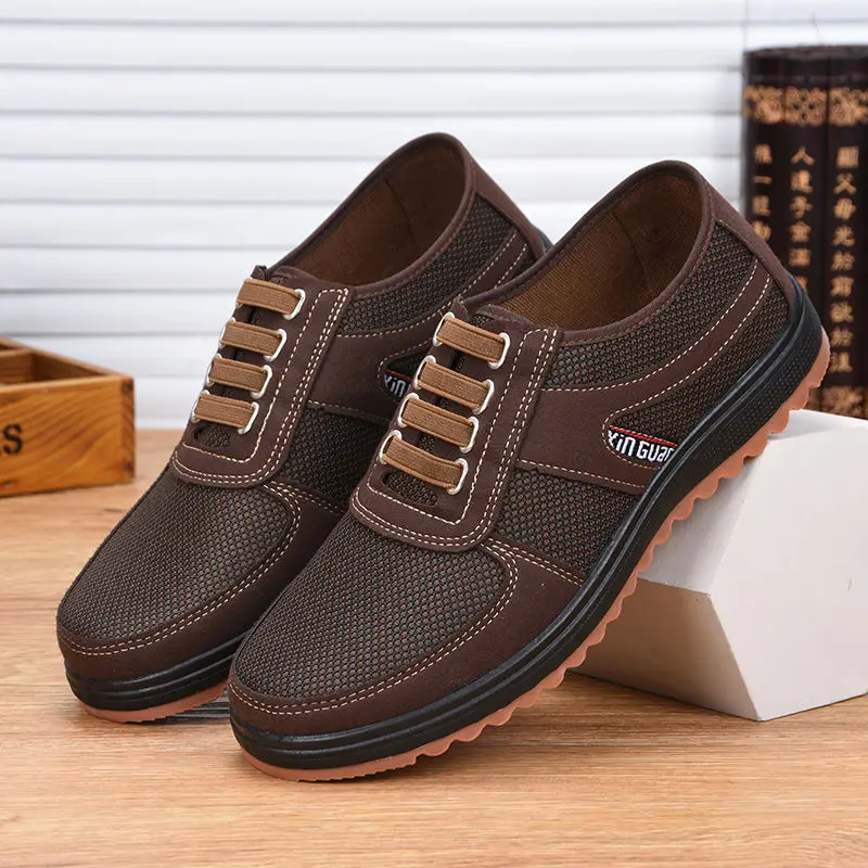 GGOR Old Beijing-Style Cloth Shoes with Soft Soles, Men'S Work Shoes, Four-Ribbed Casual Shoes for Men, Dad Shoes, Wholesale