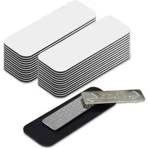 White Name Tag Blanks 25 Pack 1" x 3" Round Corners Durable Plastic DIY Engravable Badges with Magnetic Backing Quality Badges