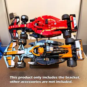 1pc, suitable for the double-space display stand of F1 building blocks racing cars. It can display two racing car models at the same time. The display base is perfect for racing and building block enthusiasts as a gift.
