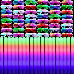 72 Pcs Foam Sticks Light up Glasses, Glow in the Dark Sunglasses Foam Sticks LED Glasses Light up Suppliesfidget toys