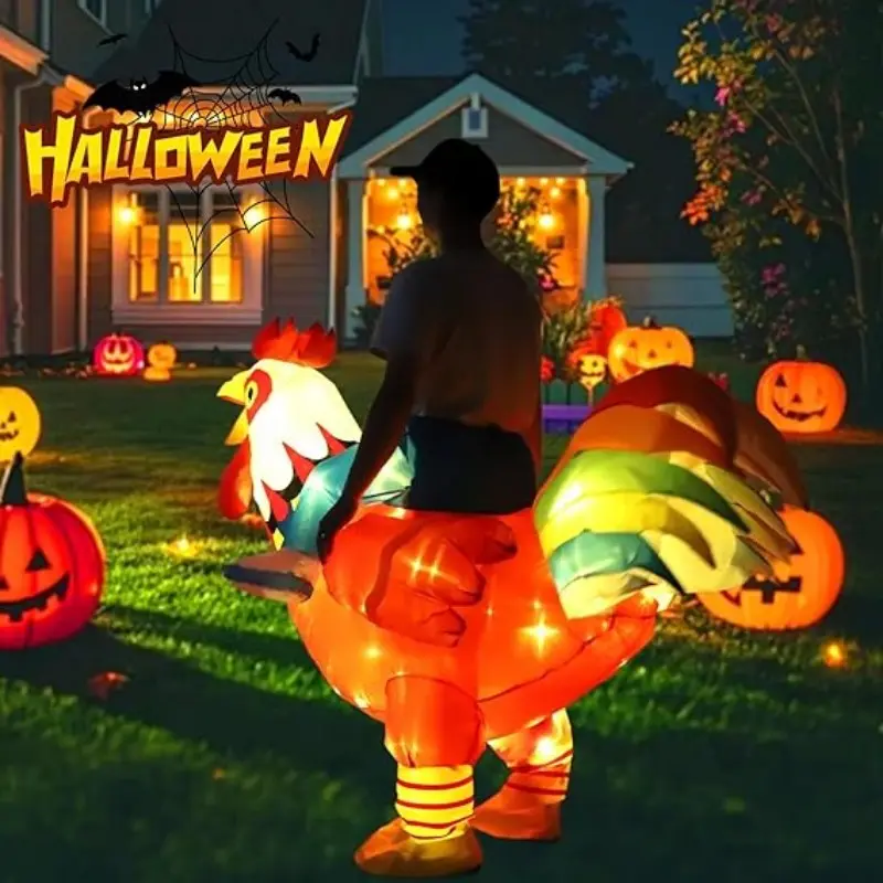 Adult Inflatable Chicken Costume with LED Lights, Fun Halloween Costume for Men and Women, Christmas Thanksgiving Party Role Play