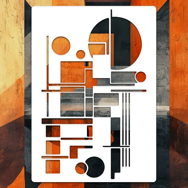 Reusable Template with Interwoven Circular and Linear Patterns, 11.8 X 7.3 Inches, Ideal for Artistic Home Decor Projects