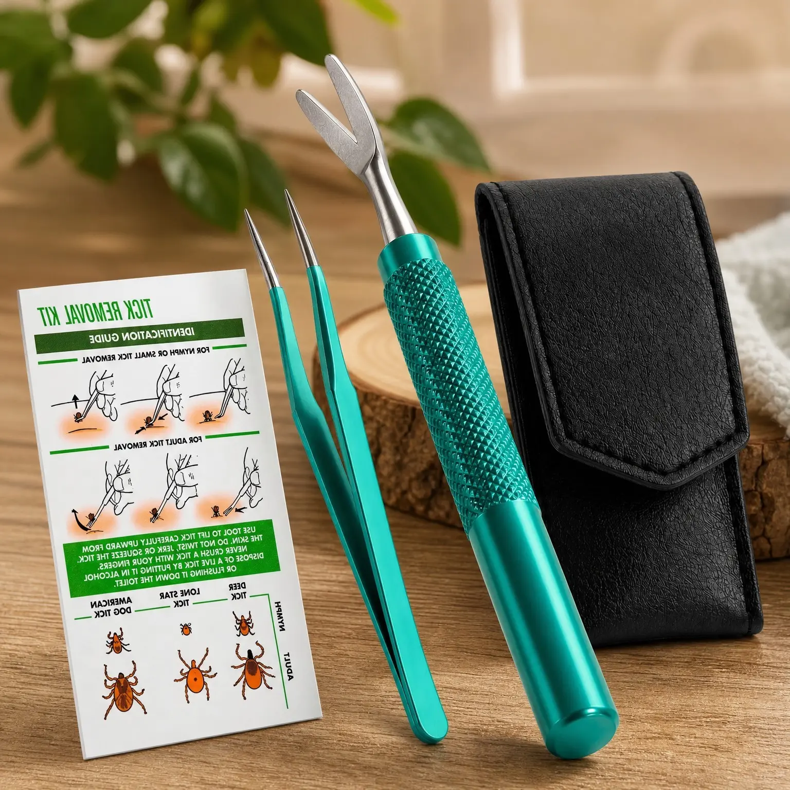 Tick Remover Tool for Dogs, Cats & Humans | Stainless Steel Tick Removal Kit with Fine Tip Tweezers | Safely Removes Entire Tick Head & Body | Includes Storage Pouch & ID CardGift
