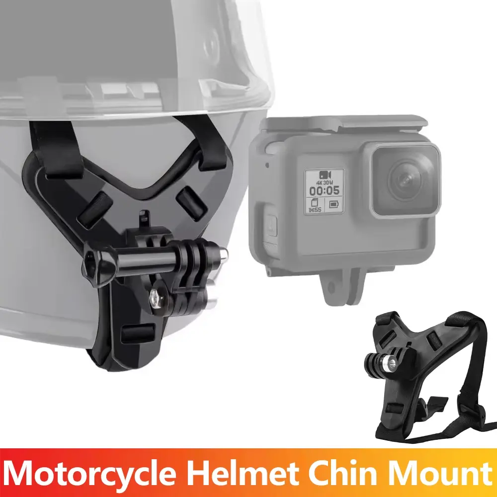 Motorcycle Helmet Chin Mount Strap Holder Mounting System for GoPro 13 12 11 10 9 Insta360 SJCAM SJ4000 AKASO DJI OSMO Action Camera Accessories