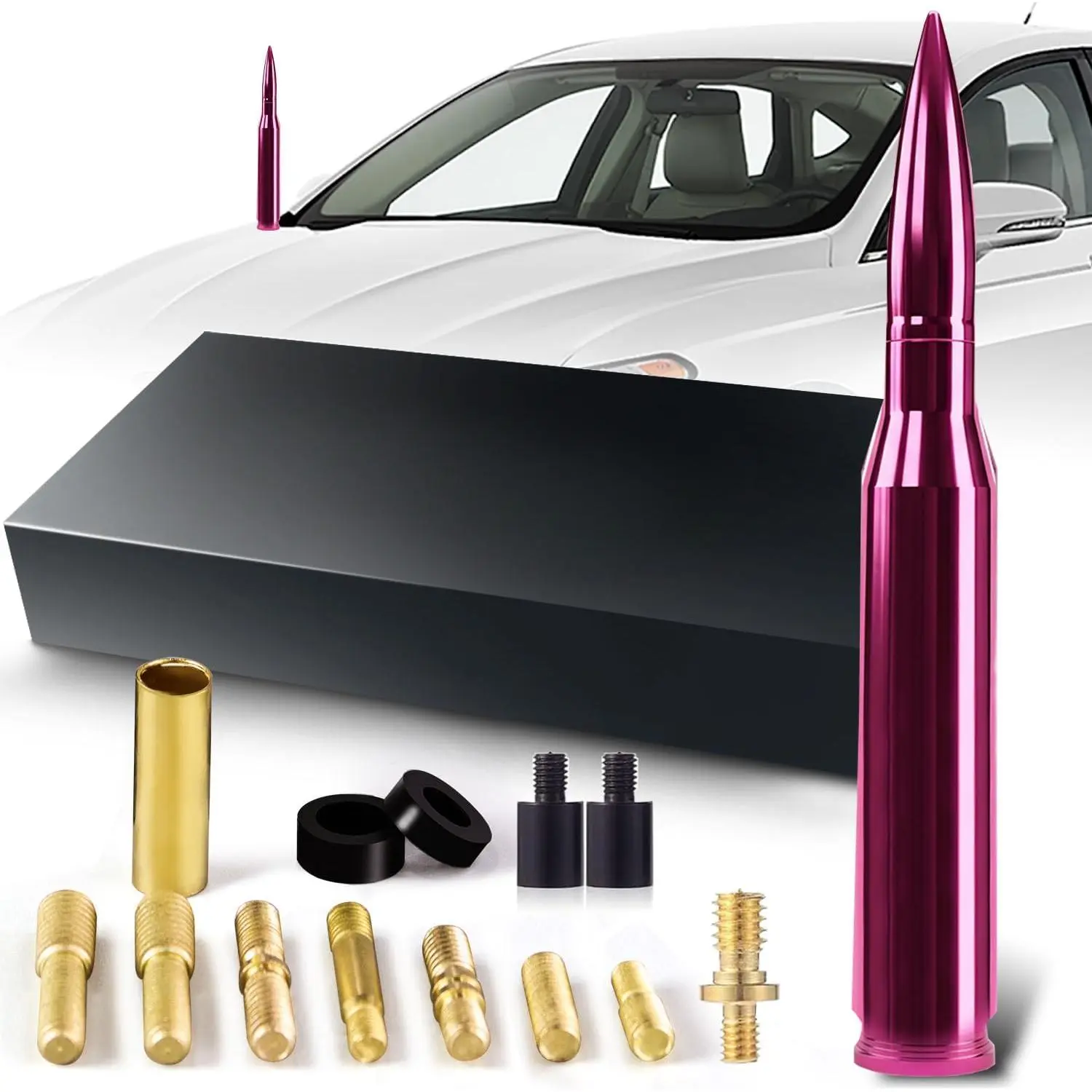 50 Cal Bullet Antenna Car Antenna Replacement Truck Antenna Bullet Antenna Slverado 1500 Ford f150 f250 GMC Sierra 1500 ram 1500 Jeep Dodge Truck Accessories Short Antenna 7.8in (Rosy)