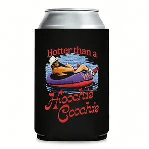 "Hotter Than a Hoochie Coochie" Insulated Can Cooler Koozie | Thermocooler for 12 oz Cans | Funny Summer Party Favor, BBQ Gift for Music Lovers,  Beach Tailgating