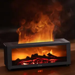 150ml Fireplace Essential Oil Diffuser - Aroma Diffuser Humidifiers, Fragrance Aroma Humidifier, Realistic Flame Display, 7 Color Options, Noiseless Operation, Remote Control, Ideal for Bedroom, Home (Black)