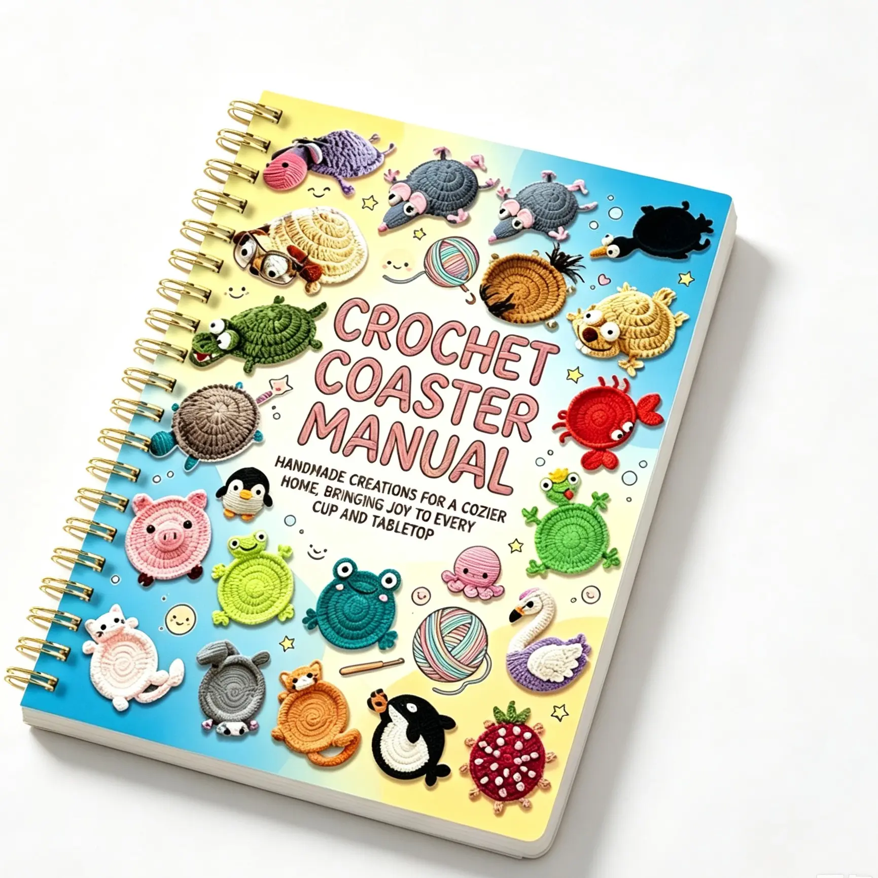 Crochet Cup Mat Pattern Book, Cute Animal Knitting Tutorial Notebook, Handmade DIY Craft Guide, Perfect for Crochet Enthusiasts
