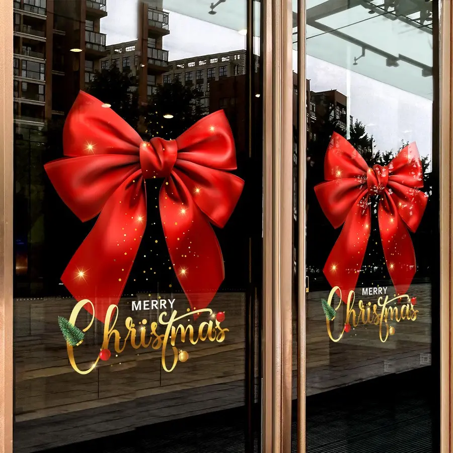 Christmas Window Decal 45cmx60cm, Butterfly Design Glass Sticker for Holiday Party Decor, Static Adhesive Christmas Ornament