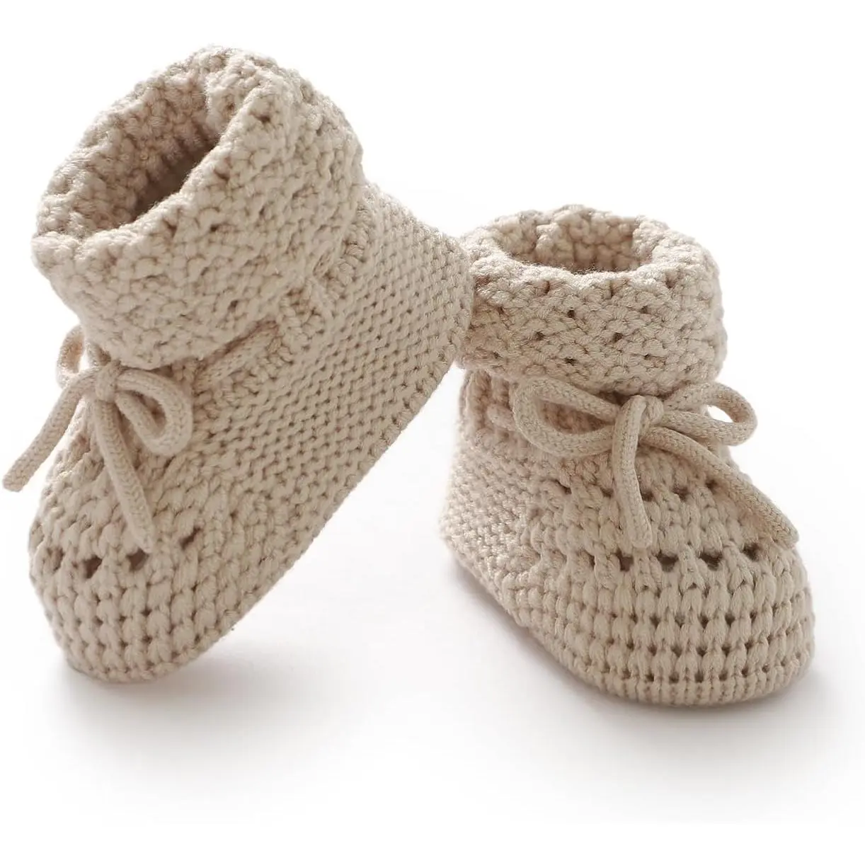 Baby Booties 100% Cotton Knitted Newborn First Cozy Warm Crib Shoes Toddler Infant Boy Girl Babys Shower Gift