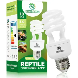 13W 5.0 UVA UVB Reptile Compact Fluorescent Light Bulb for Tropical & Sub-Tropical Terrariums, Fits Chameleons, Iguanas, Turtles
