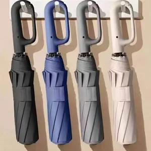 Ring Buckle Solid Color Business Automatic Rain Umbrella Large Size Reinforced Durable Auto Open Close, Ideal for Daily Use & Travel