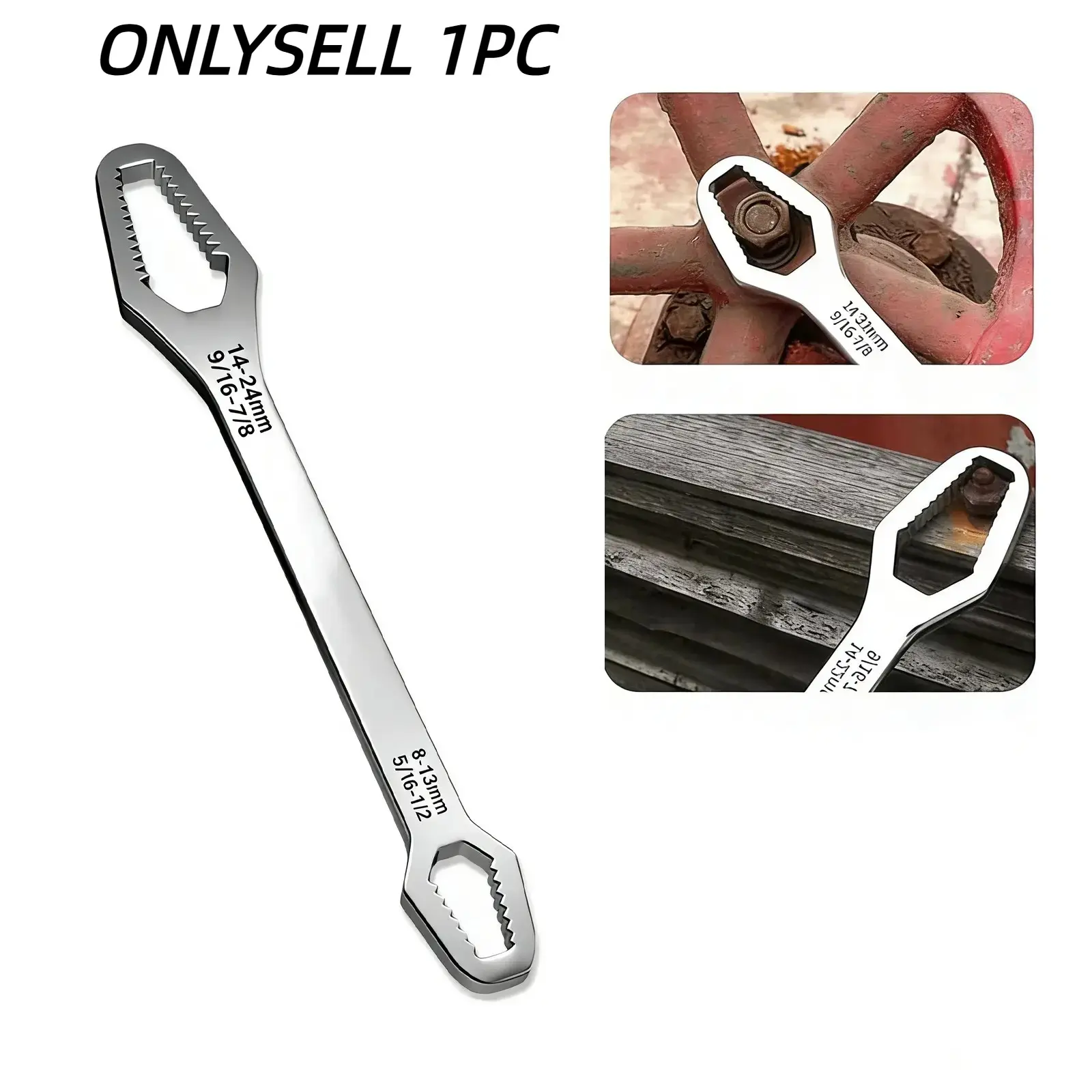 Universal Car Wrench, 8-24mm Self-Locking Wrench, Dual-Head Torx Socket, Anti-Slip Multi-Function Wrench, Professional Auto Tool