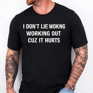 [100% Cotton] I Don't Like Working Out Cuz It Hurts T-Shirt - Graphic Tees,Trendy T-shirt - Short Sleeve Men Regular Fit Casual Streetwear Men Gifts