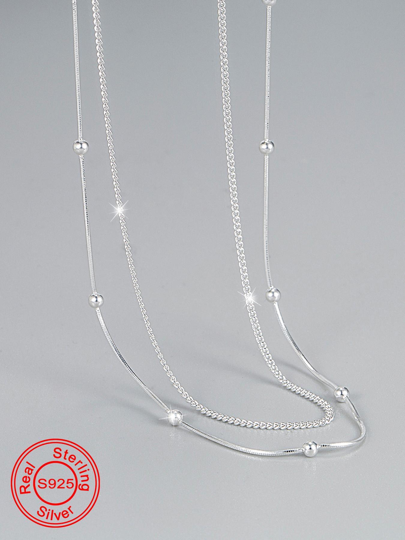 925 Sterling Silver Women's Elegant Chain Necklace, Exquisite Trendy Pendant Necklace, Chic Jewelry As Gift for Girlfriend  Silver Jewelry, Minimalist Chain Necklaces