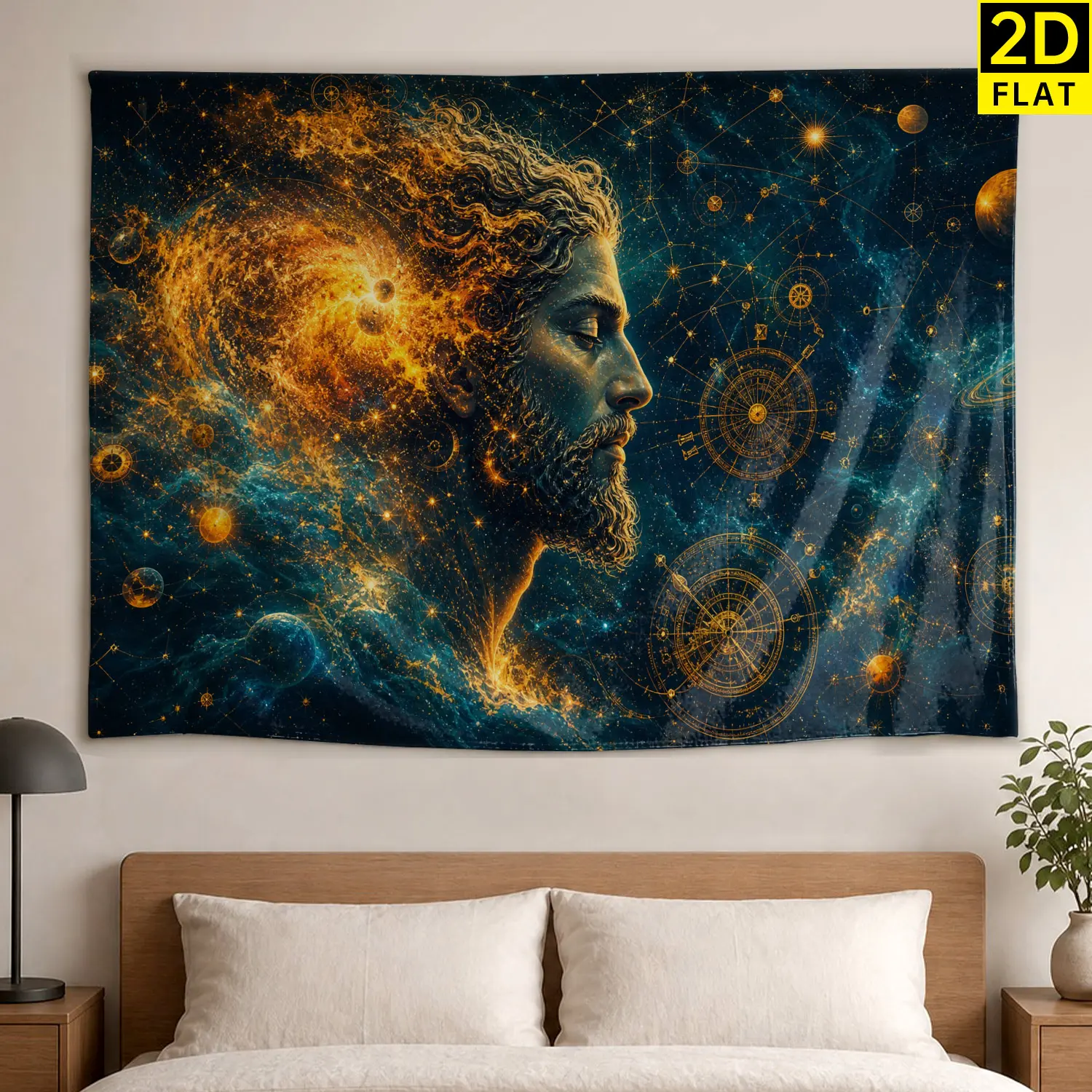 Celestial Galaxy Man Astrology Constellation Wall tapestry, Large size Printed Horizontal Tapestry blanket, Polyester Fabric Wall Hanging for living room, bedroom, No Installation Required, Indoor, Outdoor, Gift for Family and Friends