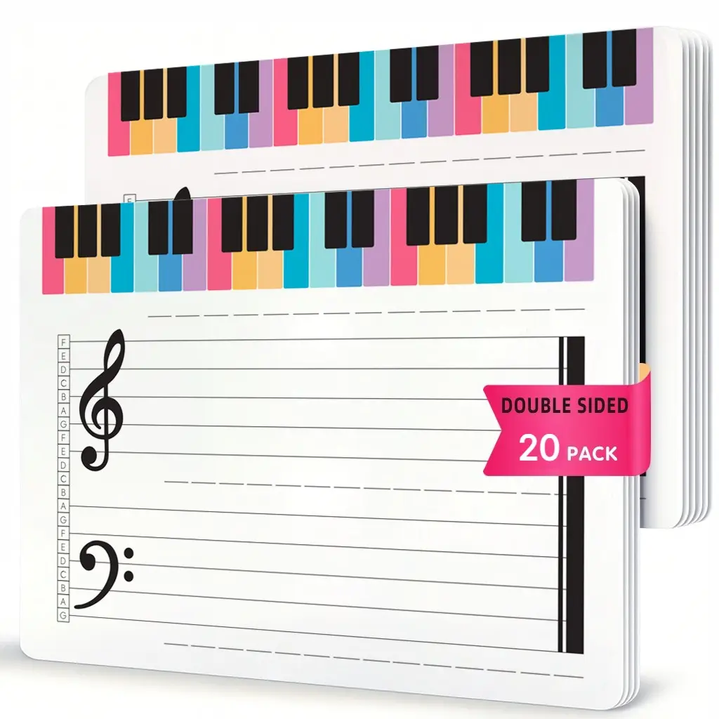 20 Sheets 28.5x21cm Soft Double-Sided Music Staff Dry Erase Board, Smooth Surface, Reusable, Flexible, Ideal for Music Composition