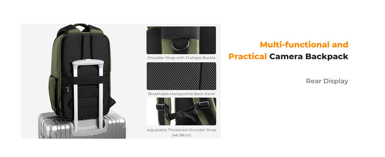 K&F CONCEPT Camera Backpack,Hardshell Photography DSLR Camera Bag with 15-15.6 Inch Laptop Compartment Hard Shell Camera Case Compatible with Canon/Nikon/Sony/DJI Mavic Drone