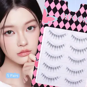 Natural Look False Eyelashes, 5 Pairs Transparent Wavy Lashes, Beauty Makeup Tool, Enhance Eye Makeup Effect, Ideal for Daily Use