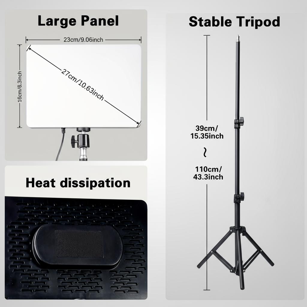 LED Video Light Kit With Adjustable 43.3" Tripod Stand - USB-Powered Ring Light For Content Creation/March Madness/Spring Break - Non-Waterproof & Battery-Free Design - Creator Essential SuperBowl / International Women's Day
