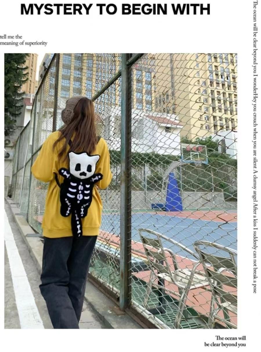 Y2K Novelty Cute Plush Backpack Cool Gothic Knapsack Harajuku Girl Street Personality Backpacks Fashion Women's Travel Rucksacks