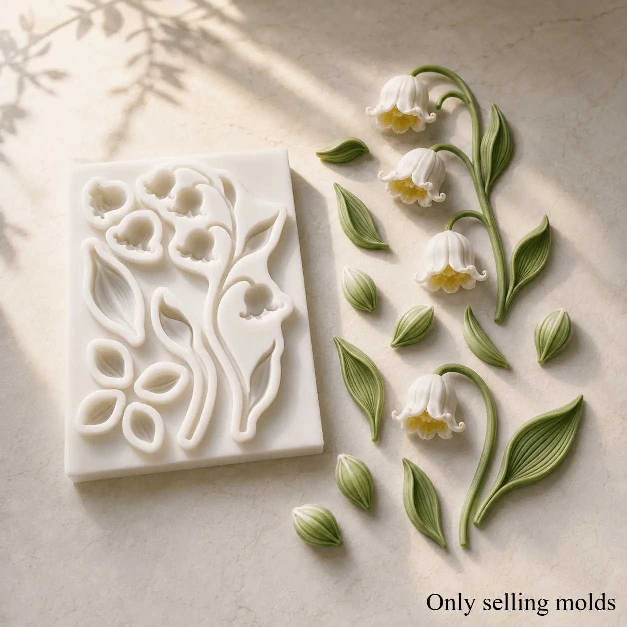 Lily of The Valley Flower Leaf Silicone Resin Molds, Silicone Candle Moulds, Suitable for Crystal Epoxy Resin, Candle Wax, Soap Craft & Plaster Casting, DIY Handmade Craft Tools for Hair Clips, Earring Charms, Wedding & Holiday Gifts