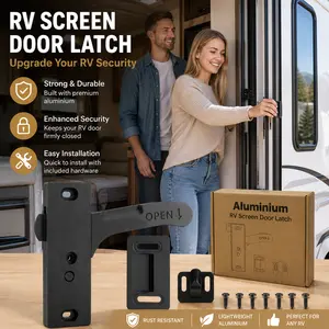 RV Screen Door Latch Handle Replacement Kit – Durable Aluminum Interior Grab Handle for Travel Trailer, Camper, Motorhome, RV Door Lock Accessories