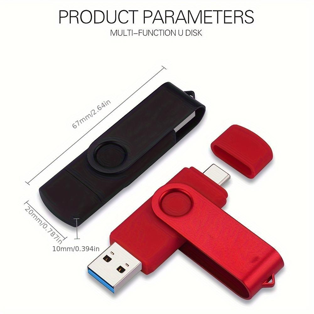 USB Flash Drive, 2-in-1 USB 3.0/Type-C OTG Memory Stick (1 Pc), Thumb Drive External Storage for Android Smartphones, PC, Mac and Laptops