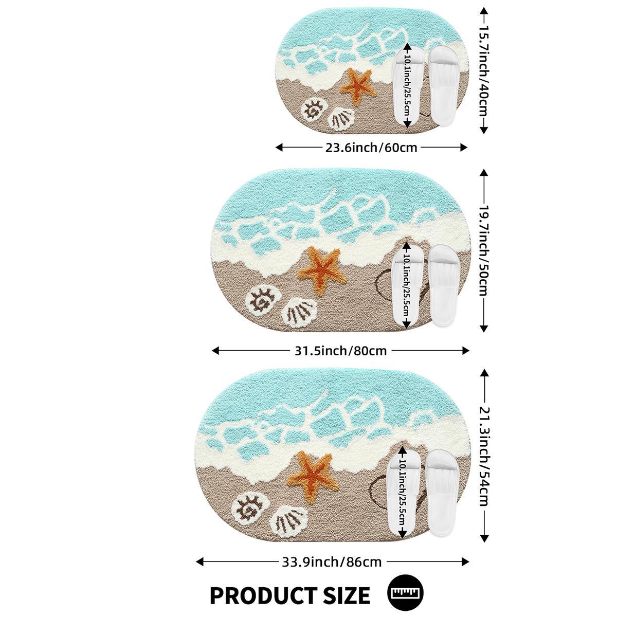 Beach & Starfish Pattern Bath Mat, Non-slip Soft Absorbent Bathroom Mat, Comfortable Bath Mat for Bathroom, Shower Room, Bedroom, Home Decor, Bathroom Decorative Mat, Water Absorbent Mat, Water Absorbent Bathmat